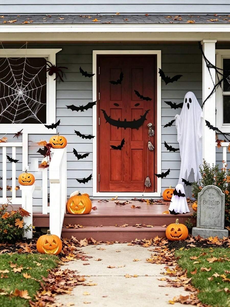 3D Bat Wall Sticker Set, Halloween Party Indoor Wall, Door And Window Decoration, Realistic Black Bat Haunted House Scary Scene Decor Props - Multicolor - View 1