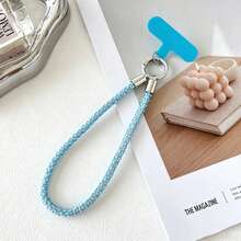 1PC Square Rhinestone Hand Strap, Handmade Rhinestone Phone Chain Lanyard, Exquisite Rhinestone Soft Silicone Wrist Strap, Anti-Theft Travel Rope Chain, Luxury High-End Short Hand Strap, Sparkling Rhinestone With Spacer, Fashionable Key Bracelet Hanging Chain Wristband Phone Lanyard, Free Clip - Multicolor - View 14