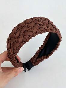 1pc Beige Handmade Knotted Headband, Women's Thick High Volume Hairband, Fashion Retro Style Hair Accessory, Suitable For Daily Wear And Face Washing - Multicolor - View 14