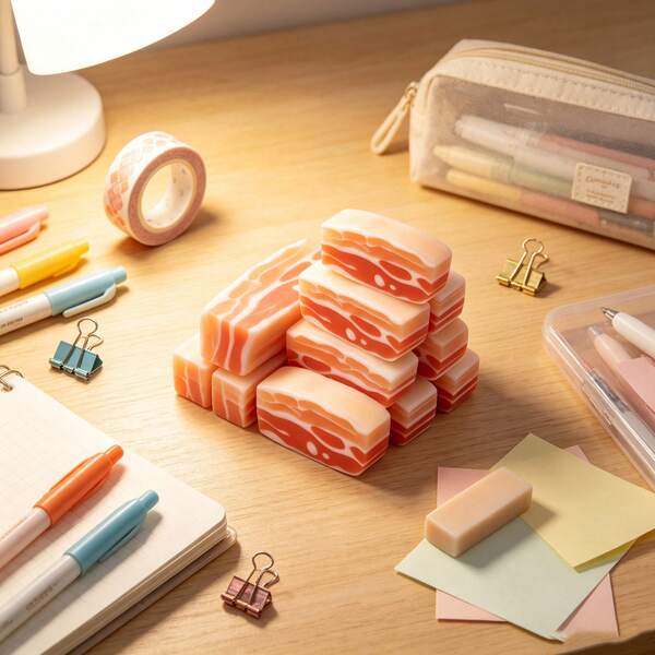 Hasbro 1pc Interesting And Realistic Eraser In The Shape Of Pork Belly, With Vivid Flesh Texture. Soft Eraser Material, Cleanly Erasing Pencil Marks. Unique And Innovative Stationery, Ideal Learning Supplies, And Fun Student Prizes.