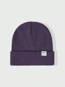 1件中性款 Y2K 風格刺繡 Logo NY 針織毛帽，戶外防寒休閒百搭冬季保暖帽，適合日常通勤 - 針織帽 - 查看 44