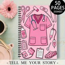 1PC A5 This Notebook Features A Pink Nurse-Themed Cover, Sized 5.7X8.2 Inches, Containing 50 Pages/25 Sheets Designed For Smooth Writing, Perfect For Nurses To Document Patient Details. It Makes A Great Gift For Nursing Professionals - Rectangle - View 5
