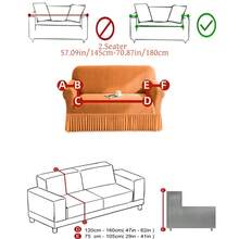 1 Buah Sarung Sofa Oranye, Kain Fleece, Anti Selip, Elastis, Dekoratif, Pola Ukiran Garis Lurus Jacquard, Cocok Untuk Sofa Lurus 2 Sandaran Tangan, Tersedia 4 Ukuran, Sepanjang Musim - oranye - View 13