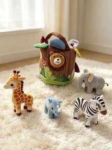 BBSKY 1pc Forest Tree Stump Plush Tree House Sensory Toy Set For Baby Boys And Girls, Interactive Peek-A-Boo Baby Toy With Crinkle Paper, Rattle, Squeaker And Mirror, Fine Motor Skills Training Sensory Interactive Toy, Suitable As Newborn Baby Gift - Multicolor - View 7