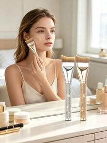 10/1pc Rhinestone‑Embedded,Crescent‑Shaped Flat‑Top Foundation Makeup Brush, Ultra‑Thin Soft Bristles,Liquid Foundation,Exquisite Base Cosmetic Tool,Ideal For Daily Home Makeup,Beauty Salon, Wedding Party,All‑Season Professional Skincare Application - Multicolor - View 9