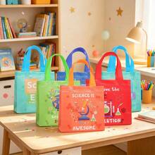 CARRIECUR 8/16/24Pcs Science Themed Reusable Non-Woven Gift Tote Bags, 8 Styles Lab Beaker Microscope Atom Print Goodie Bags With Handles, Science Birthday Party Favor Gift Packaging Supplies - View 3