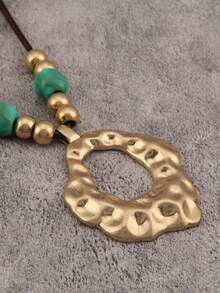 1pc Stylish & Elegant Gold-Color Twisted Rope Pendant Necklace, Gift For Boyfriend, Girlfriend, Family, Everyday Accessory - Wax Rope Beaded - View 17