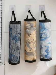 2/6pcs(1set) Plastic Bag Dispenser Storage Rack,Suitable For Kitchen,Behind Door Storage,Kitchen Organization,Kitchen Essential,Kitchen Accessories,Bathroom Accessories,Home Kitchen Tools, Kitchen Decor.Back To School/Room Decor/Bedroom Decor/Storage - Upgraded - View 2