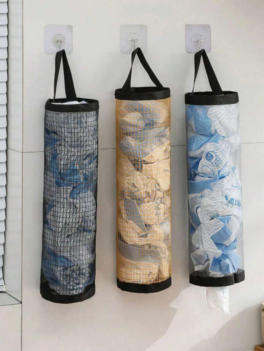 2/6pcs(1set) Plastic Bag Dispenser Storage Rack,Suitable For Kitchen,Behind Door Storage,Kitchen Organization,Kitchen Essential,Kitchen Accessories,Bathroom Accessories,Home Kitchen Tools, Kitchen Decor.Back To School/Room Decor/Bedroom Decor/Storage