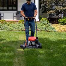 18-Inch Gas Lawn Mower, 144cc 4-Cycle Engine, Walk-Behind Push Lawn Mower, Side Discharge, 5-Position Height Adjustment, Ideal For Small Yards - A - View 8