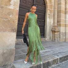 Women Long Dresses - Green - View 5