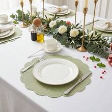 Brown Lace Placemats, Machine Washable, Non-Slip, Flat Table Mat With Coaster, Wedding Home Decor, Table Ornament, Spring Outdoor Holiday Party Gift, Washable Heat-Insulating Mat, Vase Mat, Christmas New Year - Grass Green - View 8