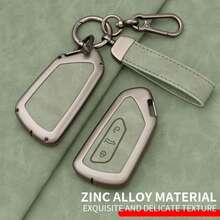 Zinc Alloy Car Key Protective Case With Round Ring Lobster Clasp Leather Strap, Compatible With Golf 8, Tiguan, Passat, Taigo, Arteon, ID.3, ID.4, Enyaq IV, Elroq, Octavia, Superb, Kodiaq, Leon, Tarraco, Ateca, Formentor, Born, Key Fob Cover, Provides Comprehensive Protection For Key Fob, Perfect Car Interior Accessory For Car Owners - Style D - View 3