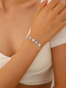 1 buah Gelang Rantai Berbentuk Hati yang Elegan dan Lucu, Dapat Diatur Ukurannya, Cocok untuk Pemakaian Sehari-hari dan Pesta Wanita - Gelang berbentuk hati - View 3
