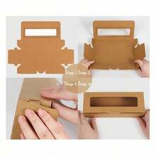 Caja de papel plegable con ventana transparente, caja de regalo de fiesta de papel, caja de embalaje rectangular, caja de exhibición con tapa abatible, caja de almacenamiento, DIY, fiesta, cumpleaños, vacaciones, boda, suministros de exhibición y embalaje para la fabricación de joyas - como se muestra - Ver 5