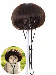 1pc Pet Cat Dog Wig, Pet Supplies Halloween Pet Accessories, Curly/Straight Hair Cat Wig - Multicolor - View 7