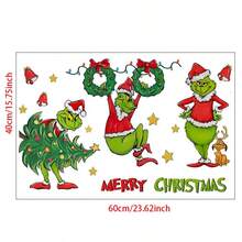 The Grinch 1 Set Pegatina de Pared de Película de Dibujos Animados Decoración Navideña Papel Tapiz Monstruo Verde Árbol de Navidad Calcomanía de Ventana Pegatina de PVC, Calcomanía de Ventana de Monstruo Verde de Dibujos Animados, Adecuado para Decoración de Fiesta y Cumpleaños, Decoración Popular de Vacaciones y Fondo Fotográfico; Regalo de Navidad Favor de Fiesta - Multicolor - Ver 8