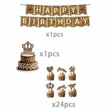 46pcs Leopard Print Theme Party Decoration Set, Includes 15 Banners, 6 Triangle Flags, 24 Small Power Strips And 1 Large Power Strip, Perfect As Small Gifts And Photo Backdrop For Leopard Print Theme Birthday Party - A - View 13