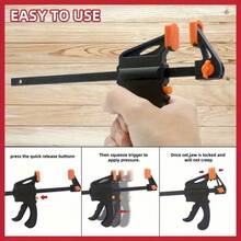 2PCS F Clamp Set, 4 Inch Quick-Release Ratchet Bar Clamps, One-Hand Operation Heavy Duty Woodworking Clamps With Non-Slip Pads, Convertible To Spreader, For DIY Projects, Home Repair & Woodworking - F-clip 2-piece Set - View 7
