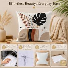 4pcs Abstract Vase & Plant Pattern Throw Pillow Covers, Single-Sided Printed Zipper Closure Cushion Covers, 45*45CM Pillow Covers Suitable For Home Bedroom Living Room Sofa Decoration, Decorative Cushion Covers Holiday Gift, Pillow Insert Not Included - Multicolor - View 9
