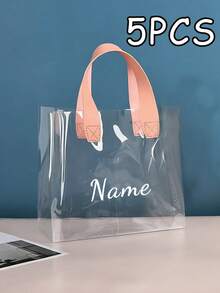 1pc Personalized Thick Transparent PVC Gift Bag (With Handle) - Reusable, Holiday Gift Bag, Plastic Floral Gift Bag, Suitable For Wedding Party, Bridal Shower, Wedding Gifts And Shopping, Suitable For Wedding, Birthday, Engagement - Multicolor - View 18