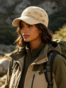 1pc Knitted Hollow Out Men's Baseball Cap, Windproof, Sun Protection, UV Protection, 3D Texture, Foldable, Fashionable & Versatile, Elegant Style, Soft & Comfortable, Breathable, Multi-Functional, Brightening Skin Tone, Face-Slimming, Suitable For Beach, Outing, Hiking, Cycling - Multicolor - View 5