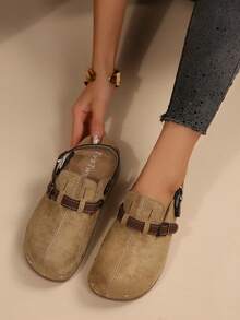 Women's New Boken Closed-Toe Half-Slip Thick Sole Mule Shoes, Casual Fashion Vacation Style Fisherman Shoes - Khaki - View 3
