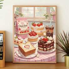 5D DIY Diamond Painting, Frameless Design, Strawberry Cake Dessert Theme Pattern. Suitable For Beginners And Craft Enthusiasts, Ideal Choice For Living Room Decoration - View 3