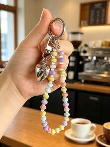 1pc Elegant Cute ABS Plastic (ABS Resin) Heart Keychain Pendant, Car Key Ring, Bag Charm, Beaded Key Chain - Heart - View 7