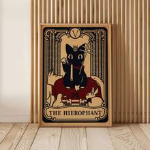 1pc Frameless Funky Black Cat Skeleton Tarot Witch Wall Art Dorm Gift - Multi-color - View 6