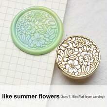 1 con dấu sáp Vintage Floral Window Series, tròn 3cm, chất liệu đồng thau, nhiều mẫu hoa văn, phù hợp cho thiệp mời đám cưới/đồ handmade DIY/dán phong bì/trang trí thiệp lễ hội/sưu tầm (không bao gồm cán cầm/sáp/mực) - Dòng cửa sổ hoa mới - Xem 12