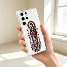 1PC Vintage Religious Prayer Figure Print, TPU Transparent Soft Shell Anti-Drop Protective Case, Four-Corner Anti-Drop Design, Suitable For Galaxy S25/S26 Plus/S24/S23/S22/S21/A55/A56/A16 And More. Perfect For Personal Use Or As A Gift. - Multicolor - View 5