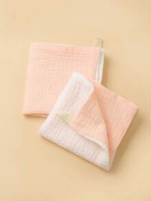 6pcs Baby Gauze Handkerchiefs, Double-Sided Dual-Color Design, 4-Layer Soft Reusable Absorbent Burp Cloths Face Wash Cloths, Suitable For Newborns - Multicolor - View 3