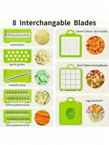 Vegetable Chopper, Vegetable And Fruit Slicer, Food Grater, Knife (With Container), Onion Chopper (With Multiple Interchangeable Blades), Potato Chopper, Kitchen Supplies, Kitchen Gadgets - View 2