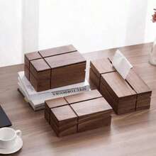 1 Peça Caixa de Lenços de Madeira Maciça, Caixa de Papel de Madeira de Nogueira para Sala de Estar, Caixa de Armazenamento de Mesa, Caixa de Lenços de Decoração para Banheiro e Casa, Acessórios de Cozinha - Cor da madeira de nogueira - Visão 3