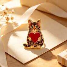 Cute Heart Holding Cat Enamel Pins Set, Lovely Kitten Lapel Brooches, Pet Animal Badges For Jackets Backpacks Hats, Sweet Jewelry Gifts For Cat Lovers - Multicolor - View 9