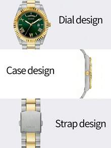 GUESS Men's Two-Tone Stainless Steel Quartz Watch Green Radial Dial Date Display Wristwatch GW0265G8 - one-size - View 6