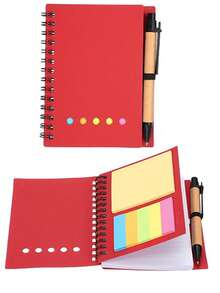 Juego de cuadernos de bolsillo con espiral, notas adhesivas y bolígrafo, cuaderno pequeño de 3.9 x 5.1 pulgadas con líneas, pestañas de índice de notas adhesivas de 6 colores surtidos, adecuado para uso de oficina y negocios - Set de libretas de espiral de 5 orificios - Ver 12