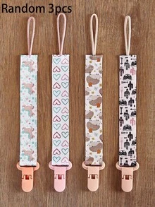 1/2/3/4/6pcs Rantai Empeng Bermotif Dua Sisi, Tali Gantungan Klip Empeng Bayi Perempuan, Tali Empeng Anti Jatuh dengan Klip, Tali Gantungan Mainan Kunyah - MultiWarna - View 11