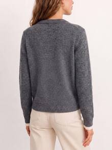 Women's Autumn Minimalist 2 In 1 Design Pullover Knit Sweater - Grey - View 2