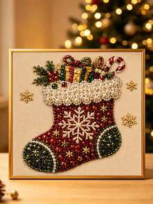 Shiny Pearl Bead DIY Diamond Painting Craft Kit, Vintage Country Christmas Style, Multiple Pattern Options, Ideal Christmas Gift For Living Room, Bedroom And Indoor Decor. Both A Stress-Relieving Craft Activity And A Perfect Home Wall Decoration For Autumn/Winter And Christmas Season - A - View 9
