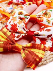 6/16/30/60/100Pcs Autumn Thanksgiving Maple Pumpkin Pet Bow Ties & Neckties, Fabric Flower Elastic Decor For Small & Medium Dogs & Cats, Pet Photoshoot Props For Daily Outfits & Party, Cute Gifts To Make Pets Happy For Pet Birthday & Christmas - Multicolor - View 10
