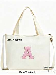 1 buah Tas Belanja Mini Motif Patchwork Huruf A, Tas Tangan Minimalis Putih - View 3