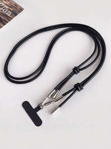 Minimalist Solid Color Adjustable Thin Leather Phone Lanyard Long Crossbody Anti-Loss Phone Chain Universal Pad Hanging Chain - Black - View 5