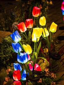 1pc/4pcs New Solar Powered LED Tulip Ground Lights, Tulip-Christmas-Tulip Solar Garden Lights, Waterproof Outdoor Yard Decoration, Pink Solar Lights, Perfect For Weddings, Festivals, Confessions, Proposals, Anniversaries, Gardens, Flower Beds, Music Festivals, Valentine's Day, Mother's Day, Christmas, Halloween, Perfect Gift For Mom, Women And Grandma - Tulip - View 4