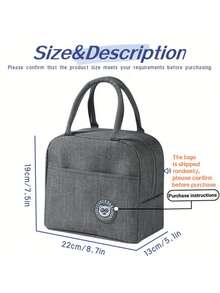1 buah Tas Bekal Makan Siang Berinsulasi yang Dapat Digunakan Kembali dengan Label Beruang, Tas Bekal Portabel Kapasitas Besar, Desain Tahan Air, Cocok untuk Sekolah dan Kantor, Menjaga Makanan Tetap Segar dan Lezat, Kotak Bento, Tas Bekal, Piknik Dapur, Kembali ke Sekolah. - Hitam - View 10