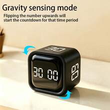 1pc Gravity Sensor Timer: Study Countdown Stopwatch, Rechargeable Desktop Timer, Kitchen Cooking Countdown Reminder, Digital Alarm Clock - Multicolor - View 6