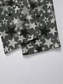 Teen Girls Fashion Star & Letter Print Hoodie + Star All-Over Print Casual Pants 2pcs Set, Autumn Winter Outfit, Campus Style, Homecoming Look - Black - View 5