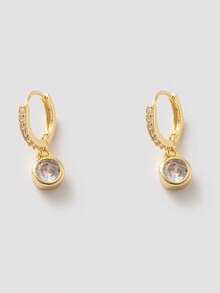 6pcs Personalized Fashion Charming Copper Electroplated 18K Gold Inlaid Cubic Zirconia Round Geometric Drop Earrings Set, Suitable For Women's Daily Wear Jewelry Accessories, Holiday Gift, Birthday Gift For Friends - Yellow Gold - View 13