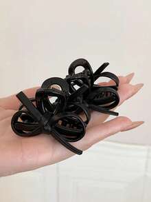 2 Pieces Leather Bow Hair Clips Princess Sweet And Cool Girl Style Small Hair Clips Side Bangs Clips Spring And Summer Hair Accessories - Brown 2pcs - View 8